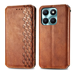 Funda de Cuero Cartera con Soporte Carcasa S01D para Huawei Honor X6a Marron