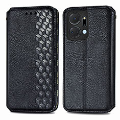 Funda de Cuero Cartera con Soporte Carcasa S01D para Huawei Honor X7a Negro