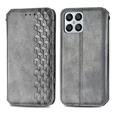 Funda de Cuero Cartera con Soporte Carcasa S01D para Huawei Honor X8 4G Gris