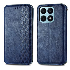 Funda de Cuero Cartera con Soporte Carcasa S01D para Huawei Honor X8a 4G Azul