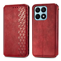 Funda de Cuero Cartera con Soporte Carcasa S01D para Huawei Honor X8a 4G Rojo