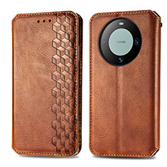 Funda de Cuero Cartera con Soporte Carcasa S01D para Huawei Mate 60 Marron