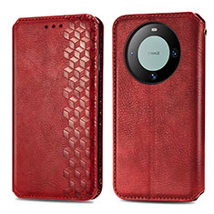 Funda de Cuero Cartera con Soporte Carcasa S01D para Huawei Mate 60 Rojo