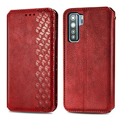 Funda de Cuero Cartera con Soporte Carcasa S01D para Huawei Nova 7 SE 5G Rojo