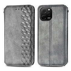 Funda de Cuero Cartera con Soporte Carcasa S01D para Huawei Nova Y61 Gris