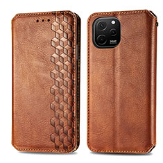 Funda de Cuero Cartera con Soporte Carcasa S01D para Huawei Nova Y61 Marron