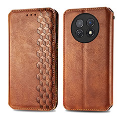 Funda de Cuero Cartera con Soporte Carcasa S01D para Huawei Nova Y91 Marron