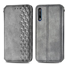 Funda de Cuero Cartera con Soporte Carcasa S01D para Huawei P Smart Z (2019) Gris