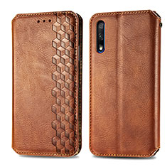 Funda de Cuero Cartera con Soporte Carcasa S01D para Huawei P Smart Z (2019) Marron