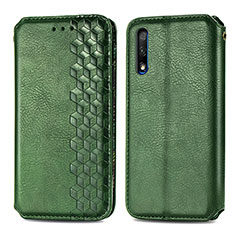 Funda de Cuero Cartera con Soporte Carcasa S01D para Huawei P Smart Z (2019) Verde