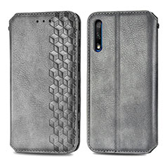 Funda de Cuero Cartera con Soporte Carcasa S01D para Huawei Y9 Prime (2019) Gris