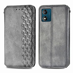 Funda de Cuero Cartera con Soporte Carcasa S01D para Motorola Moto E13 Gris