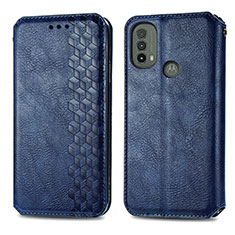 Funda de Cuero Cartera con Soporte Carcasa S01D para Motorola Moto E20 Azul