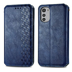 Funda de Cuero Cartera con Soporte Carcasa S01D para Motorola Moto E32 Azul