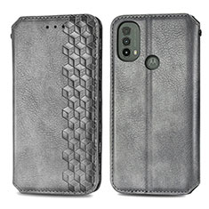 Funda de Cuero Cartera con Soporte Carcasa S01D para Motorola Moto E40 Gris