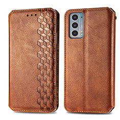 Funda de Cuero Cartera con Soporte Carcasa S01D para Motorola Moto Edge 20 5G Marron