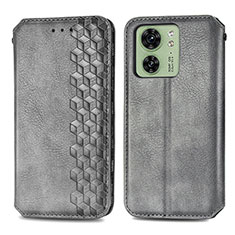 Funda de Cuero Cartera con Soporte Carcasa S01D para Motorola Moto Edge (2023) 5G Gris