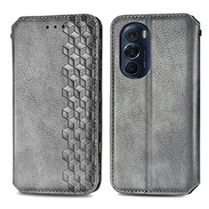 Funda de Cuero Cartera con Soporte Carcasa S01D para Motorola Moto Edge 30 Pro 5G Gris