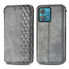 Funda de Cuero Cartera con Soporte Carcasa S01D para Motorola Moto Edge 40 Neo 5G Gris