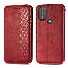 Funda de Cuero Cartera con Soporte Carcasa S01D para Motorola Moto G Play (2023) Rojo