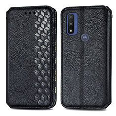 Funda de Cuero Cartera con Soporte Carcasa S01D para Motorola Moto G Pure Negro