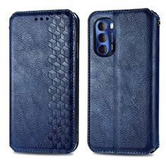 Funda de Cuero Cartera con Soporte Carcasa S01D para Motorola Moto G Stylus (2022) 4G Azul