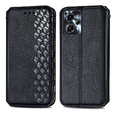 Funda de Cuero Cartera con Soporte Carcasa S01D para Motorola Moto G23 Negro