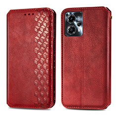 Funda de Cuero Cartera con Soporte Carcasa S01D para Motorola Moto G23 Rojo