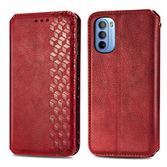 Funda de Cuero Cartera con Soporte Carcasa S01D para Motorola Moto G41 Rojo