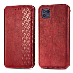 Funda de Cuero Cartera con Soporte Carcasa S01D para Motorola Moto G50 5G Rojo