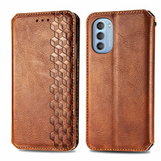 Funda de Cuero Cartera con Soporte Carcasa S01D para Motorola Moto G51 5G Marron