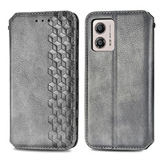 Funda de Cuero Cartera con Soporte Carcasa S01D para Motorola Moto G53 5G Gris