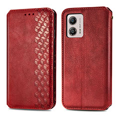 Funda de Cuero Cartera con Soporte Carcasa S01D para Motorola Moto G53j 5G Rojo