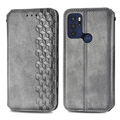 Funda de Cuero Cartera con Soporte Carcasa S01D para Motorola Moto G60s Gris