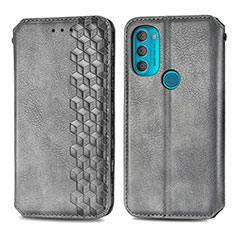 Funda de Cuero Cartera con Soporte Carcasa S01D para Motorola Moto G71 5G Gris