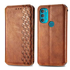 Funda de Cuero Cartera con Soporte Carcasa S01D para Motorola Moto G71 5G Marron