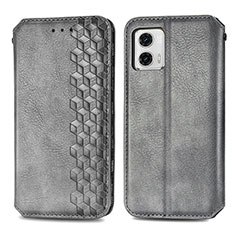 Funda de Cuero Cartera con Soporte Carcasa S01D para Motorola Moto G73 5G Gris