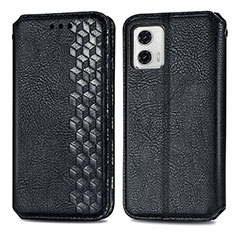 Funda de Cuero Cartera con Soporte Carcasa S01D para Motorola Moto G73 5G Negro