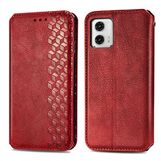 Funda de Cuero Cartera con Soporte Carcasa S01D para Motorola Moto G73 5G Rojo