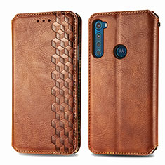 Funda de Cuero Cartera con Soporte Carcasa S01D para Motorola Moto One Fusion Plus Marron