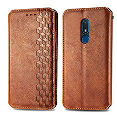 Funda de Cuero Cartera con Soporte Carcasa S01D para Nokia C3 Marron