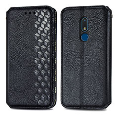 Funda de Cuero Cartera con Soporte Carcasa S01D para Nokia C3 Negro