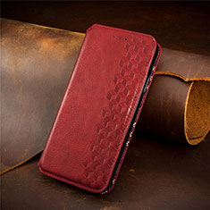 Funda de Cuero Cartera con Soporte Carcasa S01D para Nokia C32 Rojo