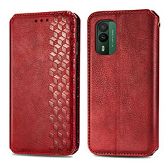 Funda de Cuero Cartera con Soporte Carcasa S01D para Nokia XR21 Rojo