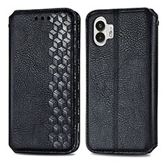 Funda de Cuero Cartera con Soporte Carcasa S01D para Nothing Phone 2 Negro