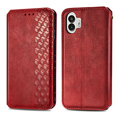 Funda de Cuero Cartera con Soporte Carcasa S01D para Nothing Phone 2 Rojo