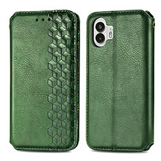 Funda de Cuero Cartera con Soporte Carcasa S01D para Nothing Phone 2 Verde