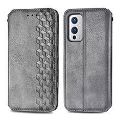 Funda de Cuero Cartera con Soporte Carcasa S01D para OnePlus 9 5G Gris