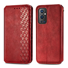 Funda de Cuero Cartera con Soporte Carcasa S01D para OnePlus 9 Pro 5G Rojo