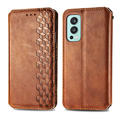 Funda de Cuero Cartera con Soporte Carcasa S01D para OnePlus Nord 2 5G Marron